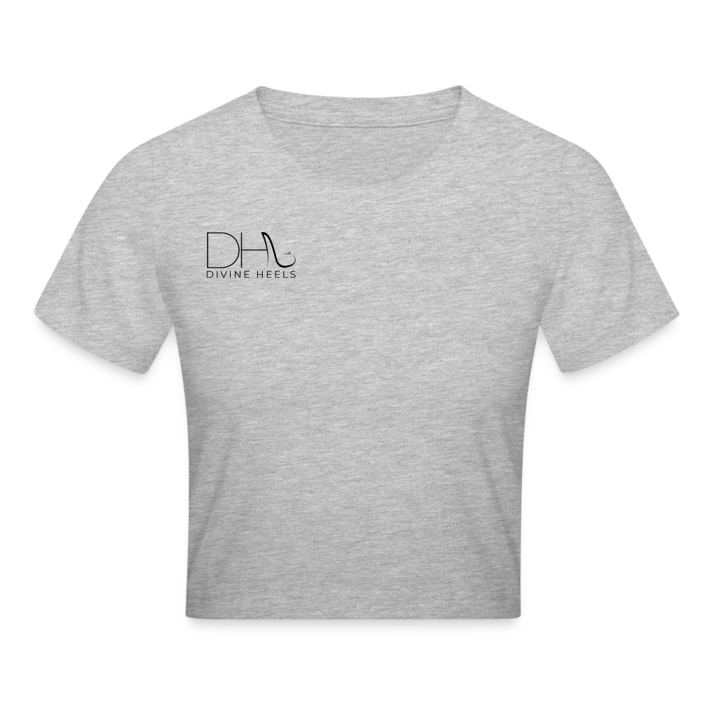 Divine Heels Cropped T-Shirt - Logo schwarz/Text schwarz - Grau meliert