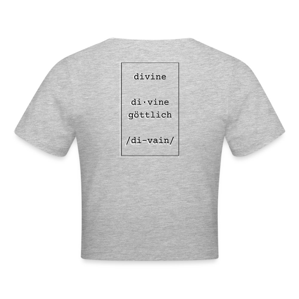 Divine Heels Cropped T-Shirt - Logo rot/Text schwarz - Grau meliert