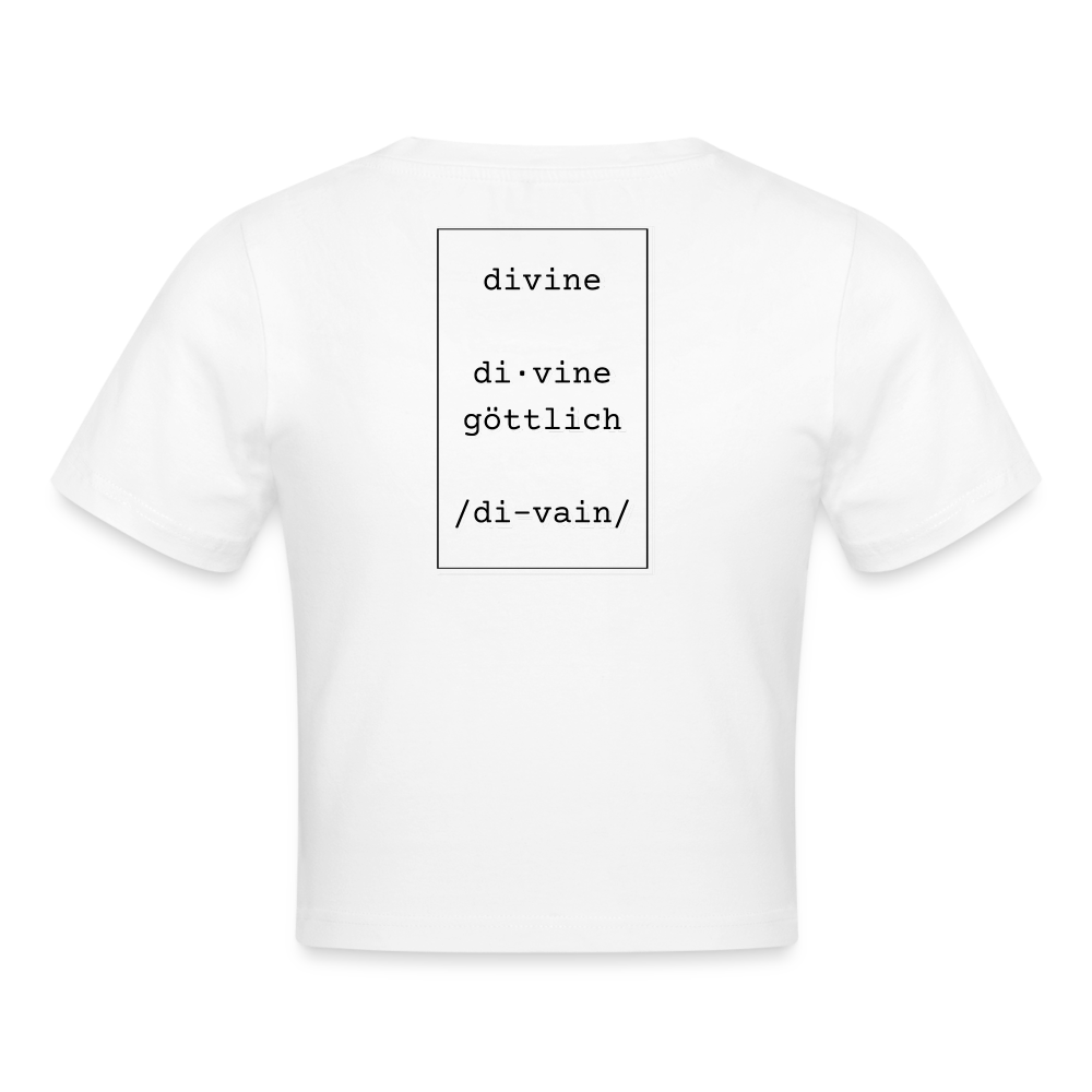 Divine Heels Cropped T-Shirt - Logo schwarz/Text schwarz - Weiß