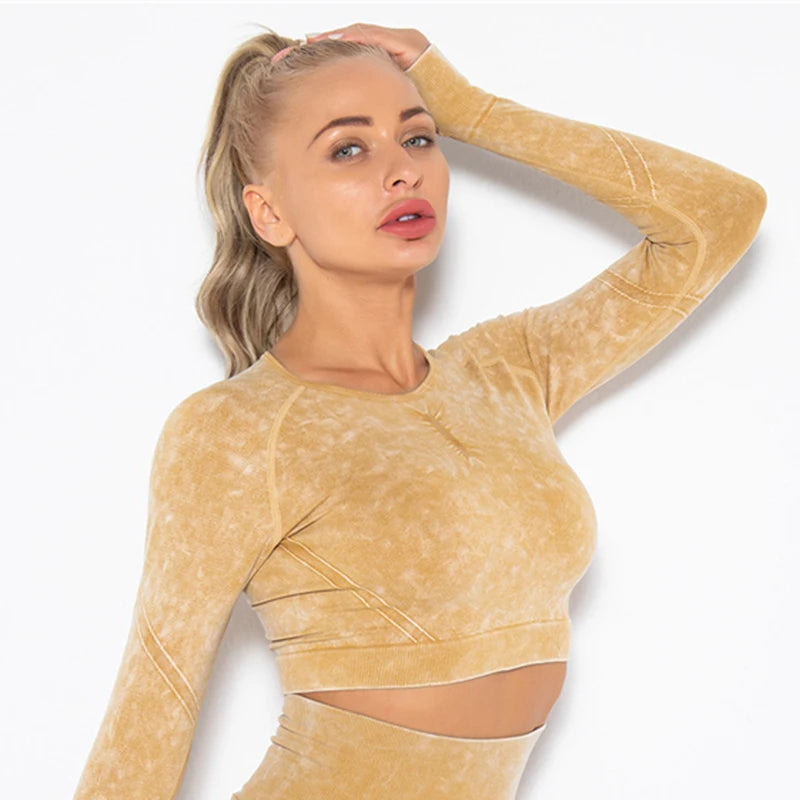 Nahtloses Gym-Set mit Cropped Top & Push-Up Leggings – Perfekt für dein Workout