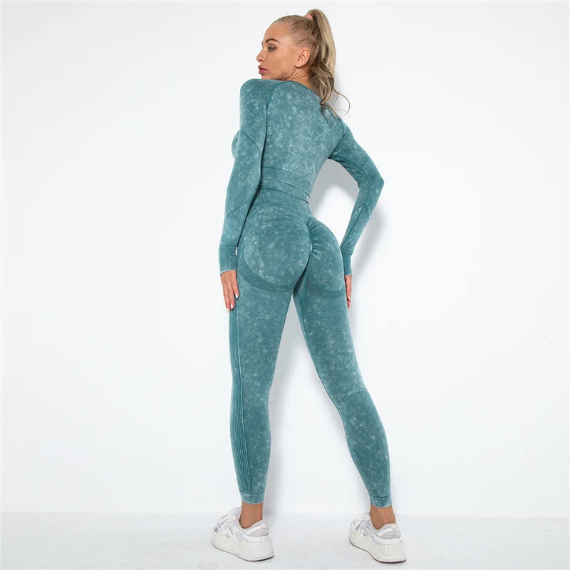 Nahtloses Gym-Set mit Cropped Top & Push-Up Leggings – Perfekt für dein Workout