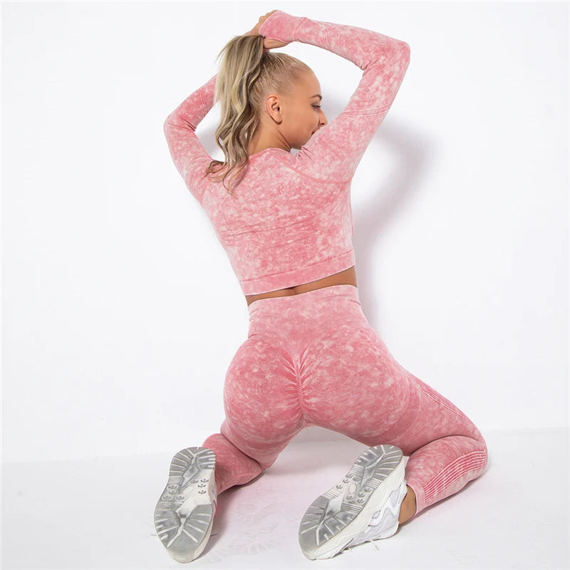 Nahtloses Gym-Set mit Cropped Top & Push-Up Leggings – Perfekt für dein Workout