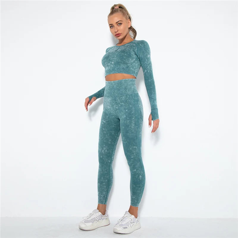 Nahtloses Gym-Set mit Cropped Top & Push-Up Leggings – Perfekt für dein Workout