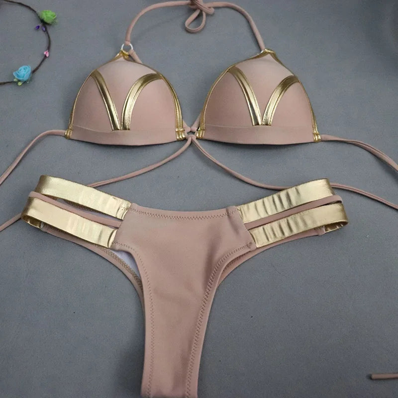 Bronzing String Bikini-Set – sexy, schimmernd & perfekt für den Sommer