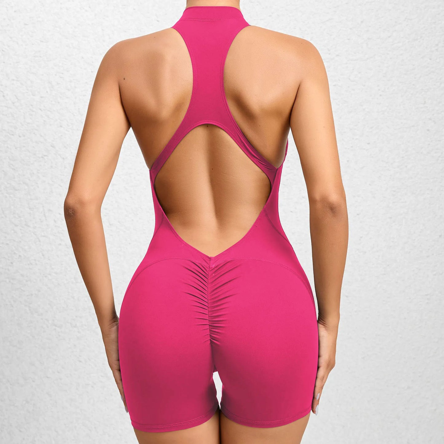 Racerback Sport-Jumpsuit mit V-Schnitt & Reißverschluss – Dein neuer Workout-Favorit