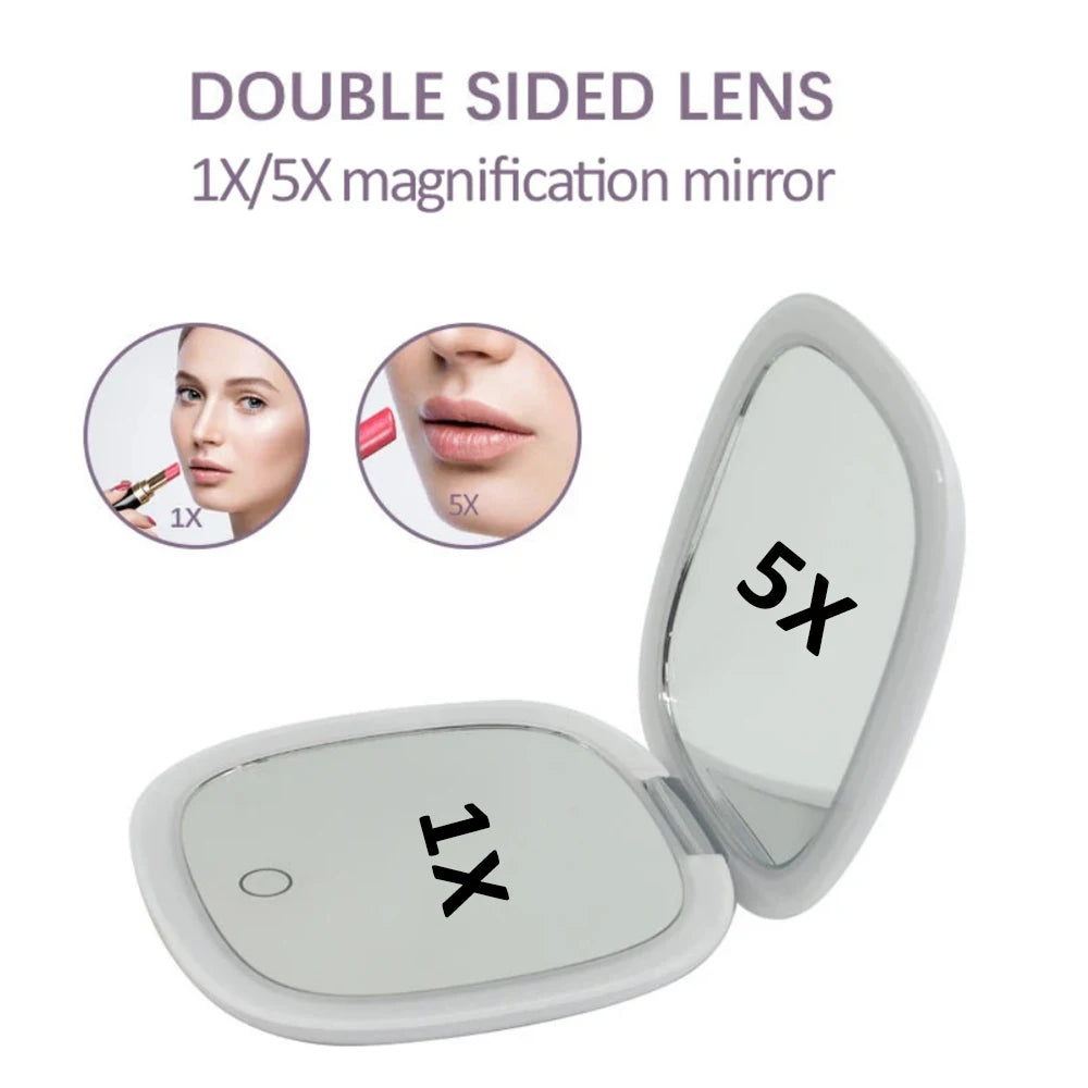 2‑Face Sides Touch Compact LED Spiegel – Dein Mini-Make-up-Wunder für unterwegs! ✨