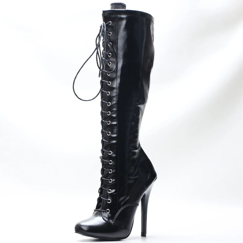 Stiletto Stiefel 12,7 cm – Kniehoch, Schnürung & Verführerisches Design