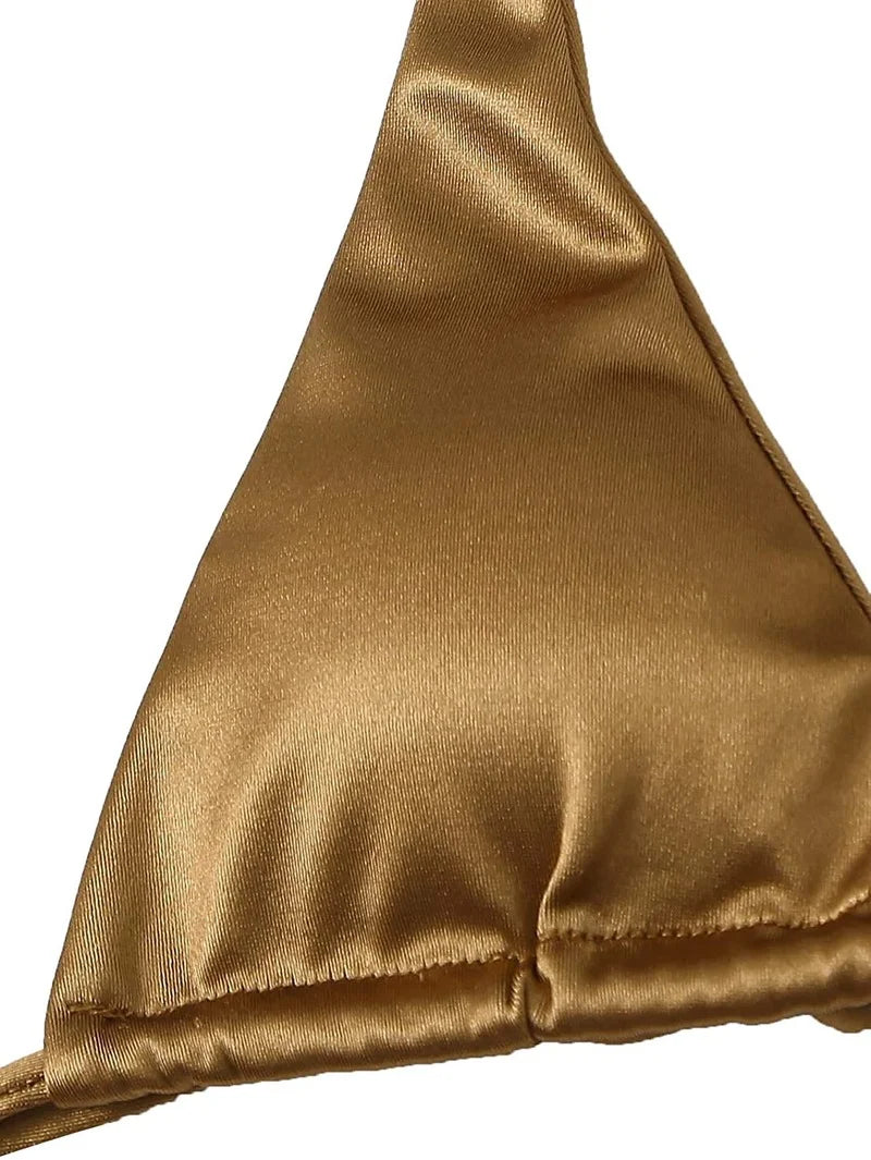 Metallic Satin Bikini-Set – glänzender Look mit brasilianischem Flair