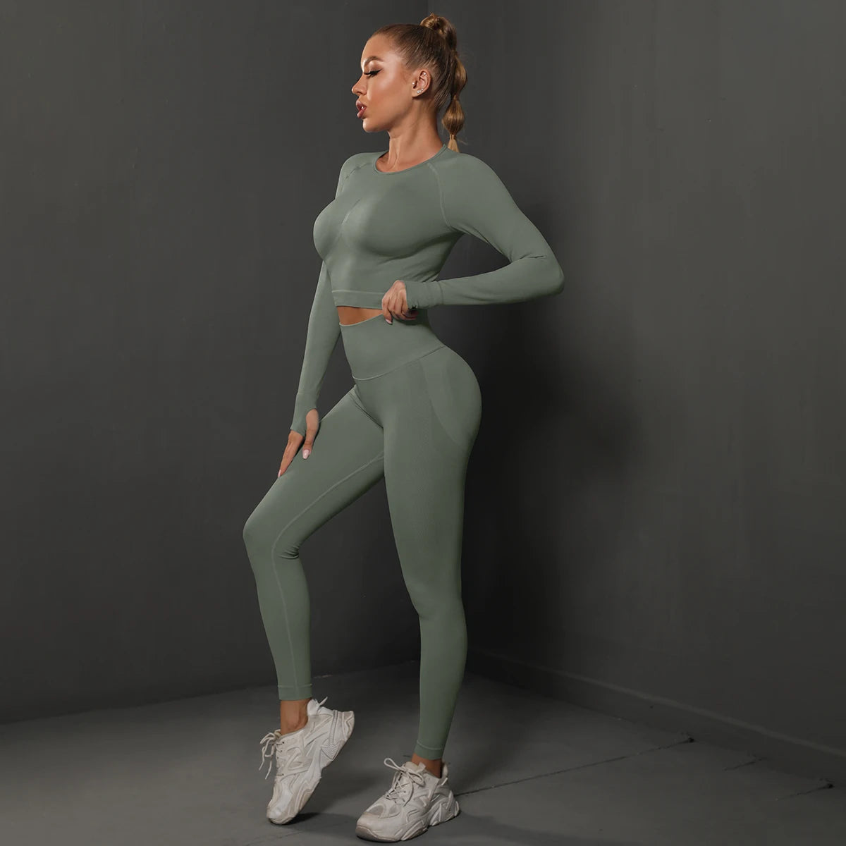Nahtloses Sport-Set – Crop-Top & High-Waist Leggings für dein perfektes Workout