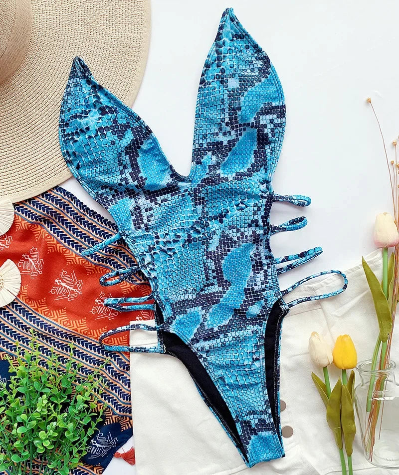 Schlangenprint Monokini – sexy, rückenfrei & mit wildem Charakter