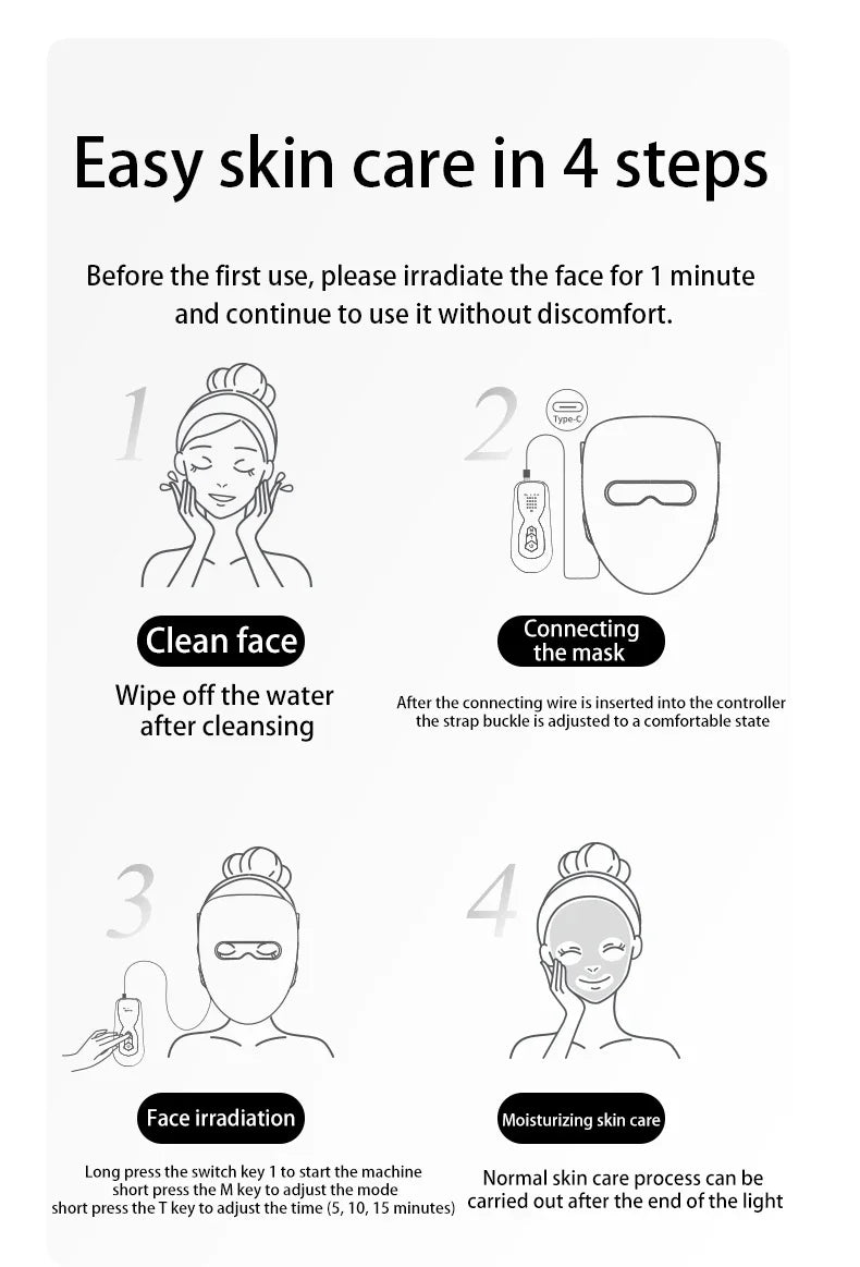 Gesichts-Photon-Schönheitsmaske mit 320 LEDs ✨