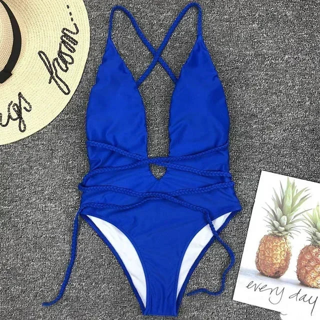 Tiefer V-Ausschnitt Monokini – elegant gewickelt & sexy zugleich