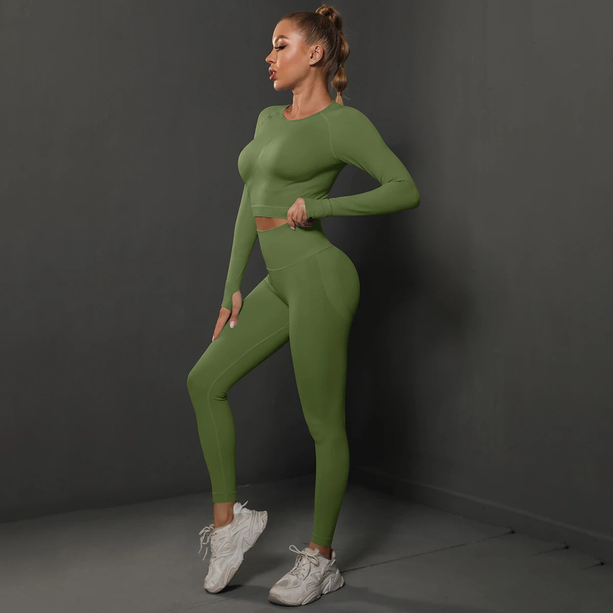 Nahtloses Sport-Set – Crop-Top & High-Waist Leggings für dein perfektes Workout