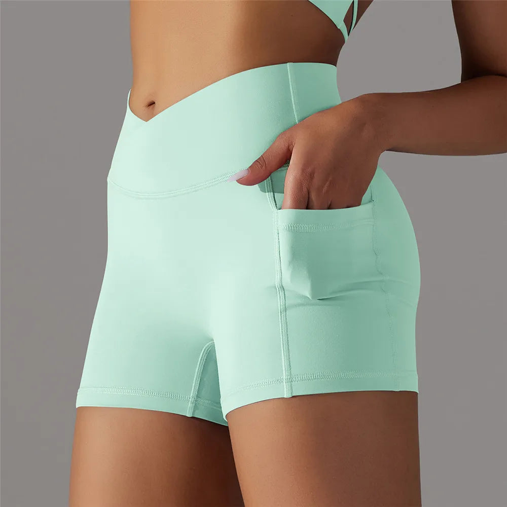 High-Waist Scrunch Shorts mit Taschen – Perfekt für dein Workout & Freizeit