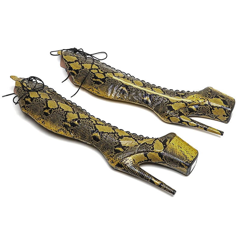 Leecabe Snake PU Platform Boots – für deinen wilden Auftritt: 🐍