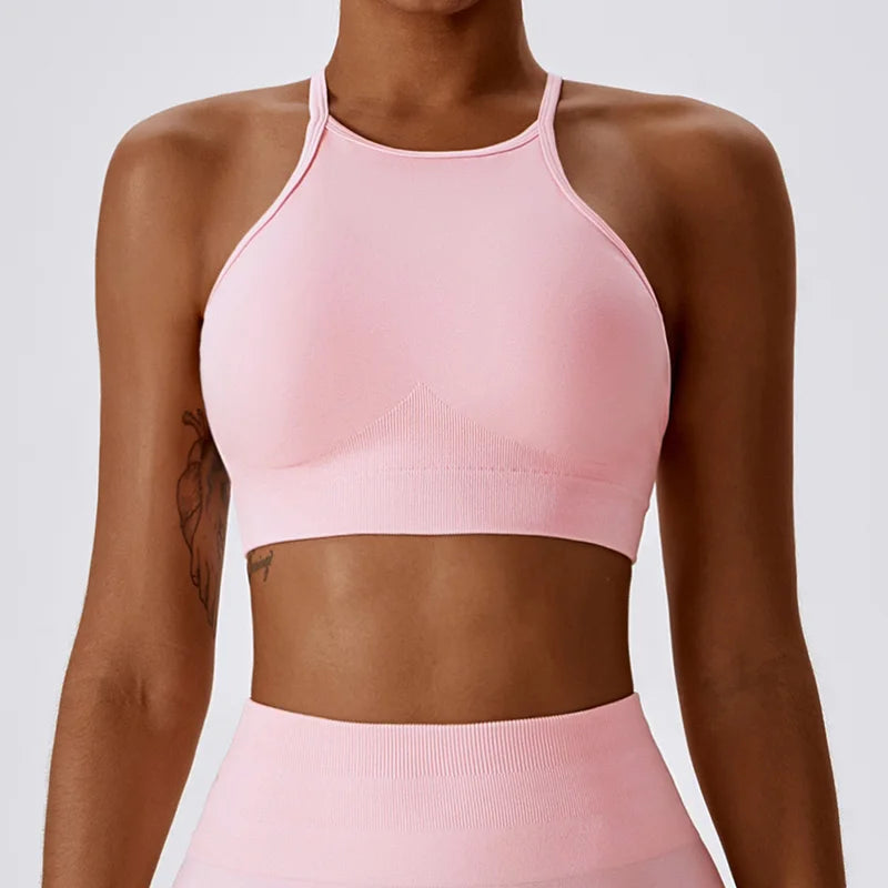 Hochgeschlossener Sport-BH mit Offenem Rücken für Damen – Stilvolles Yoga-Tanktop