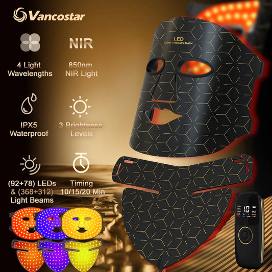 LED-Gesichts- & Halsmaske – Infrarot-Lichttherapie für Hautverjüngung & Anti-Aging