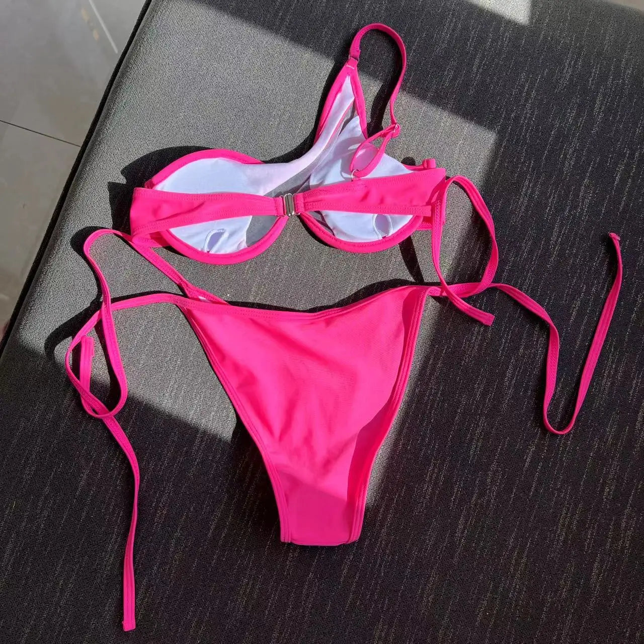 V-Bar Mesh Bikini-Set – asymmetrisch, formend & super modern