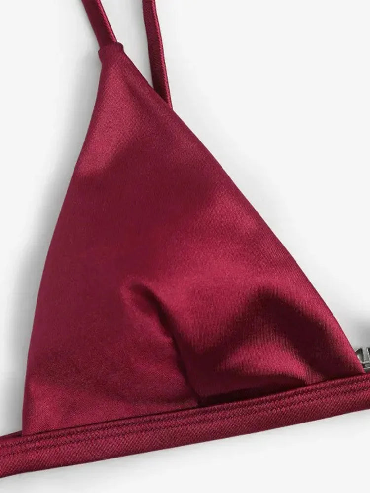 Metallic Satin Bikini-Set – glänzender Style mit brasilianischem Cut