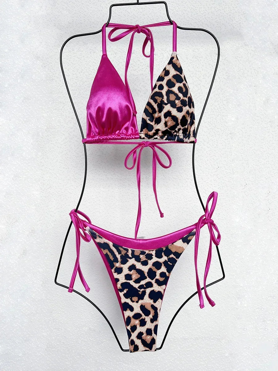 Leopard Satin Bikini-Set – wild, glänzend & ultra feminin