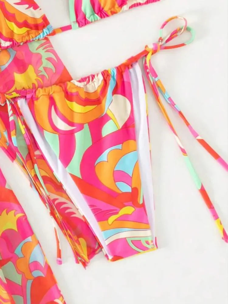 4-teiliges Bikini-Set mit Cover-Up und Haarband – der perfekte Urlaubslook