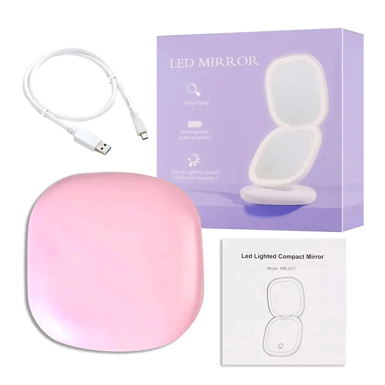 2‑Face Sides Touch Compact LED Spiegel – Dein Mini-Make-up-Wunder für unterwegs! ✨