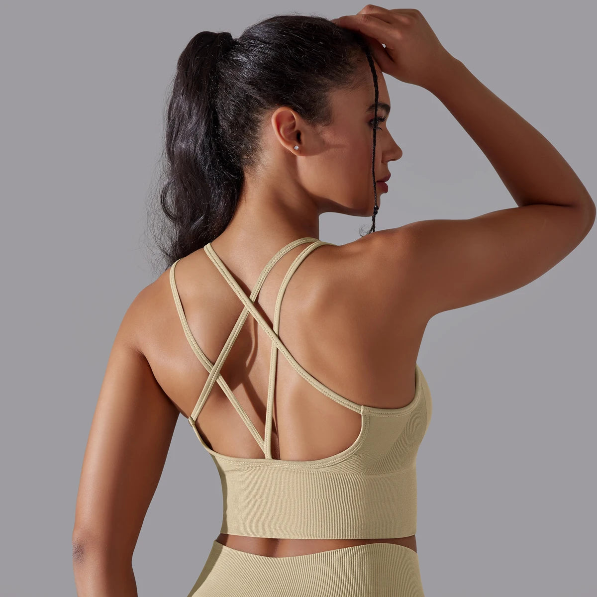 Crossover Back Sports Bra – Power. Halt. Style.