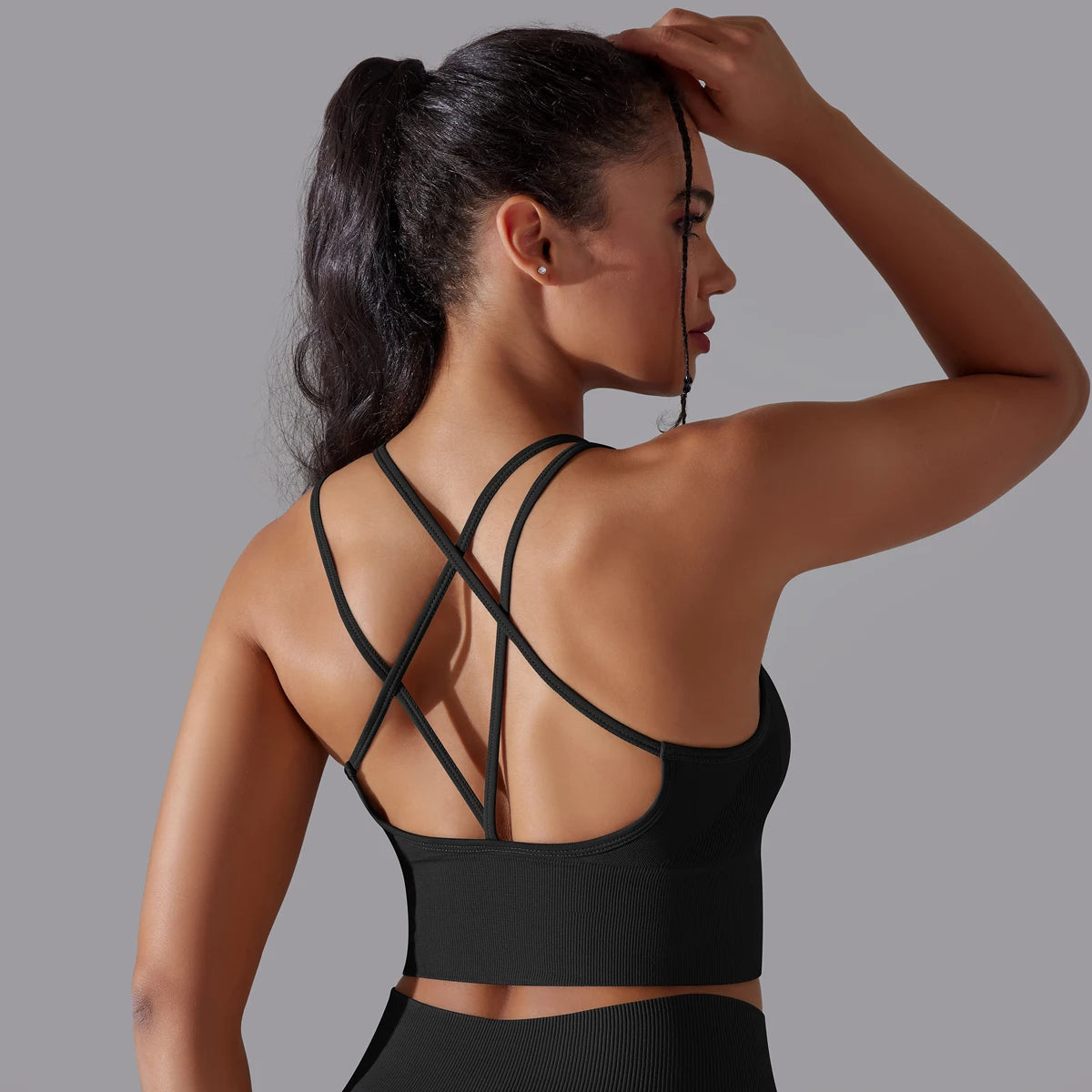 Crossover Back Sports Bra – Power. Halt. Style.