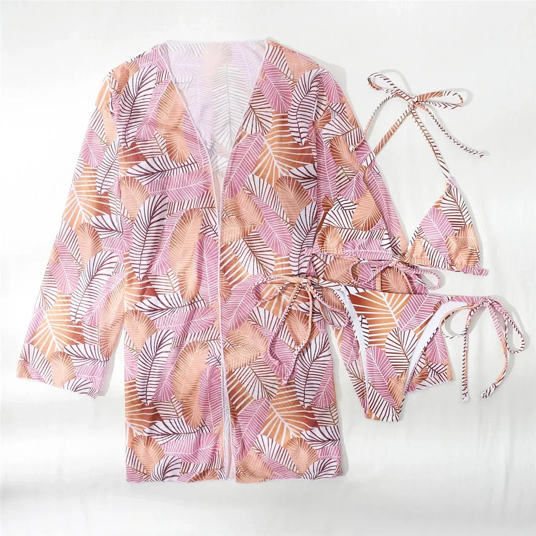 3-teiliges Bikini-Set mit Cover-Up – sommerlich, leicht & stylisch