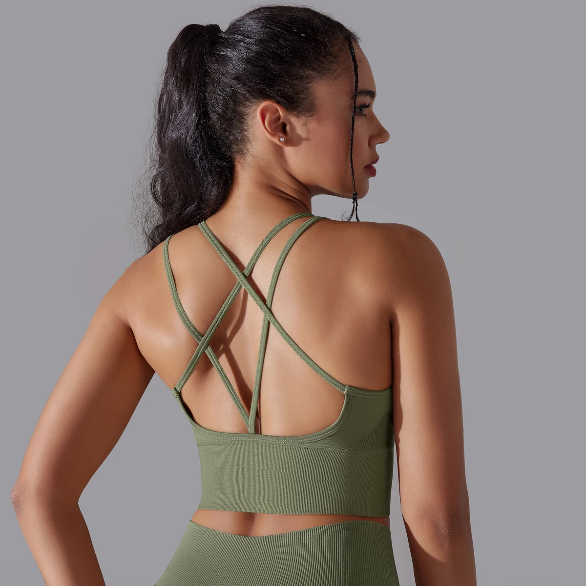 Crossover Back Sports Bra – Power. Halt. Style.