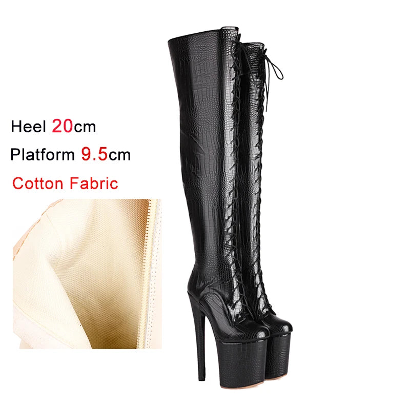 Sexy Oberschenkelhohe Stiefel mit Plattform & Schnürung – Für deinen großen Auftritt