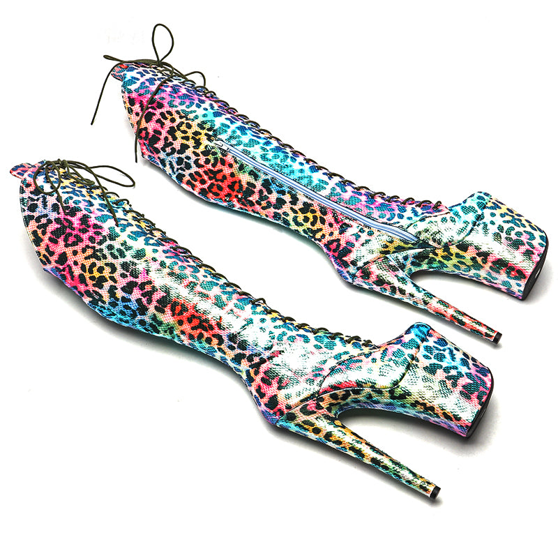 Leecabe Colorful Leopard Platform Boots – wild, bold & made to move