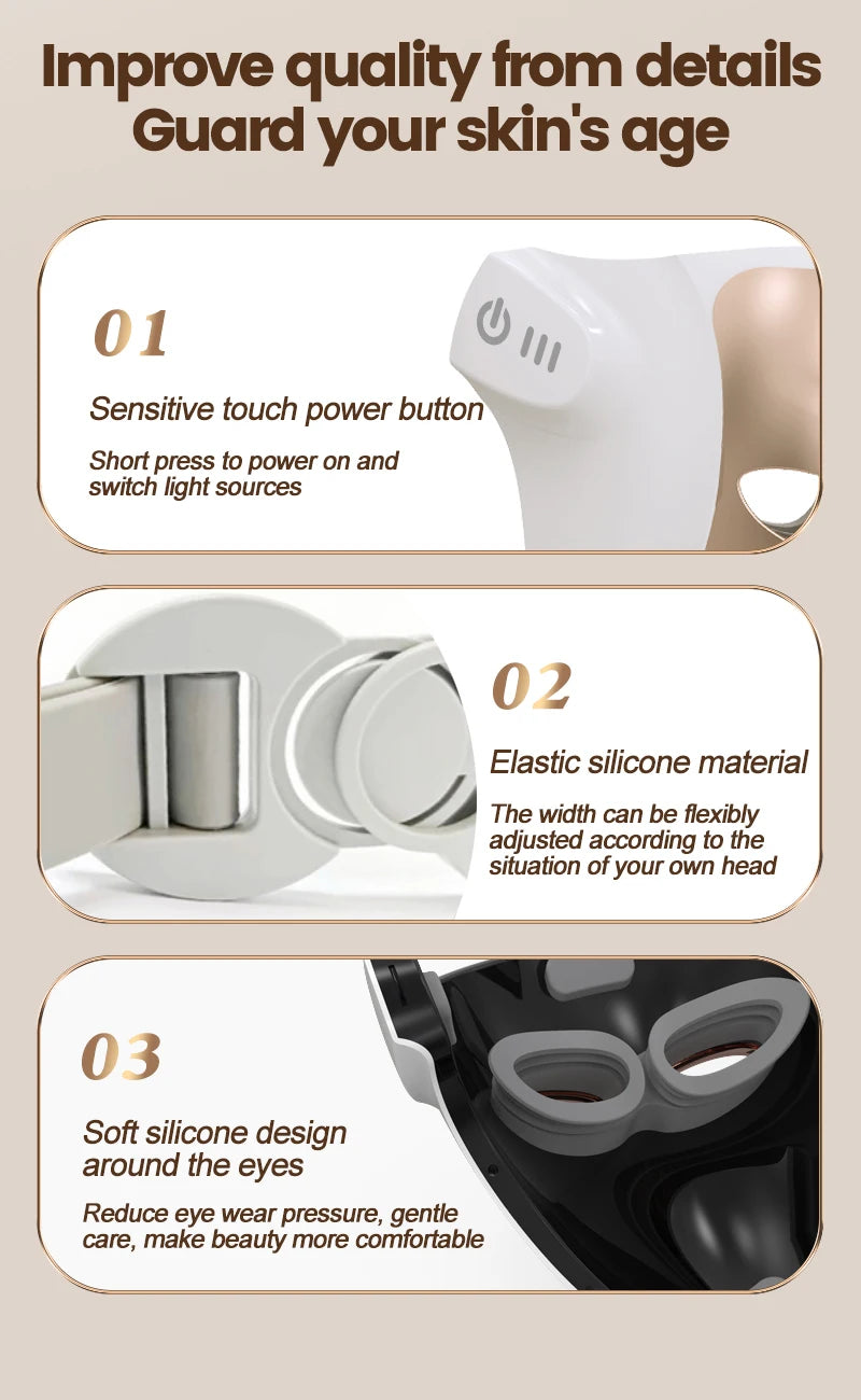 VanCostar Premium LED-Gesichtsmaske mit 807 LEDs & Rotlicht-Therapie – Dein persönliches Luxus-Spa zuhause! ✨