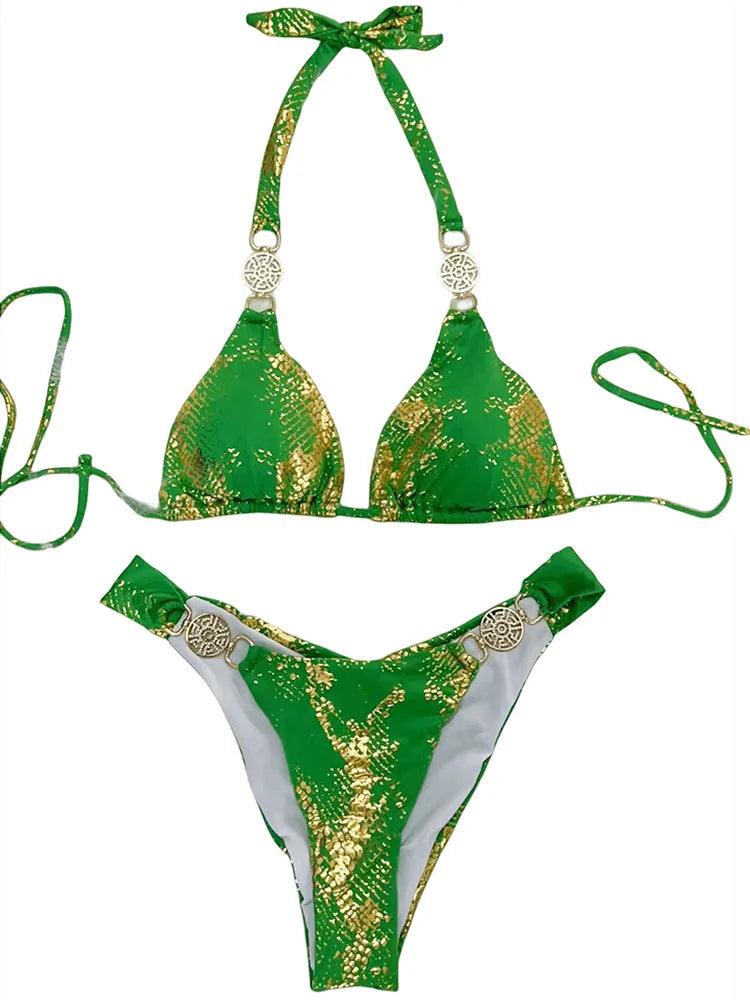 Snake Print Bikini – wild, glänzend & mit sexy High-Cut