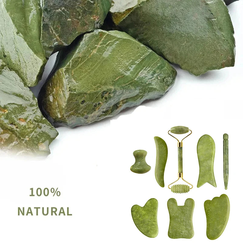 100 % Naturstein Gua Sha & Jade Roller Set – Pure Beauty. Natürlich gepflegt.