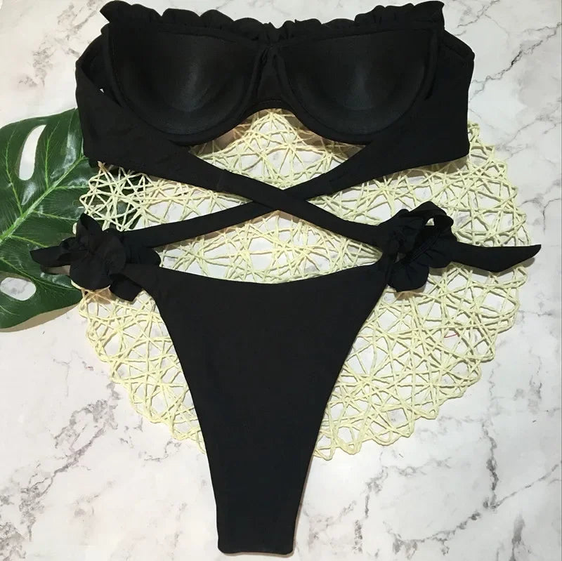 Rüschen Bandeau Bikini – verspielt, sexy & perfekt für deinen Sommer-Look