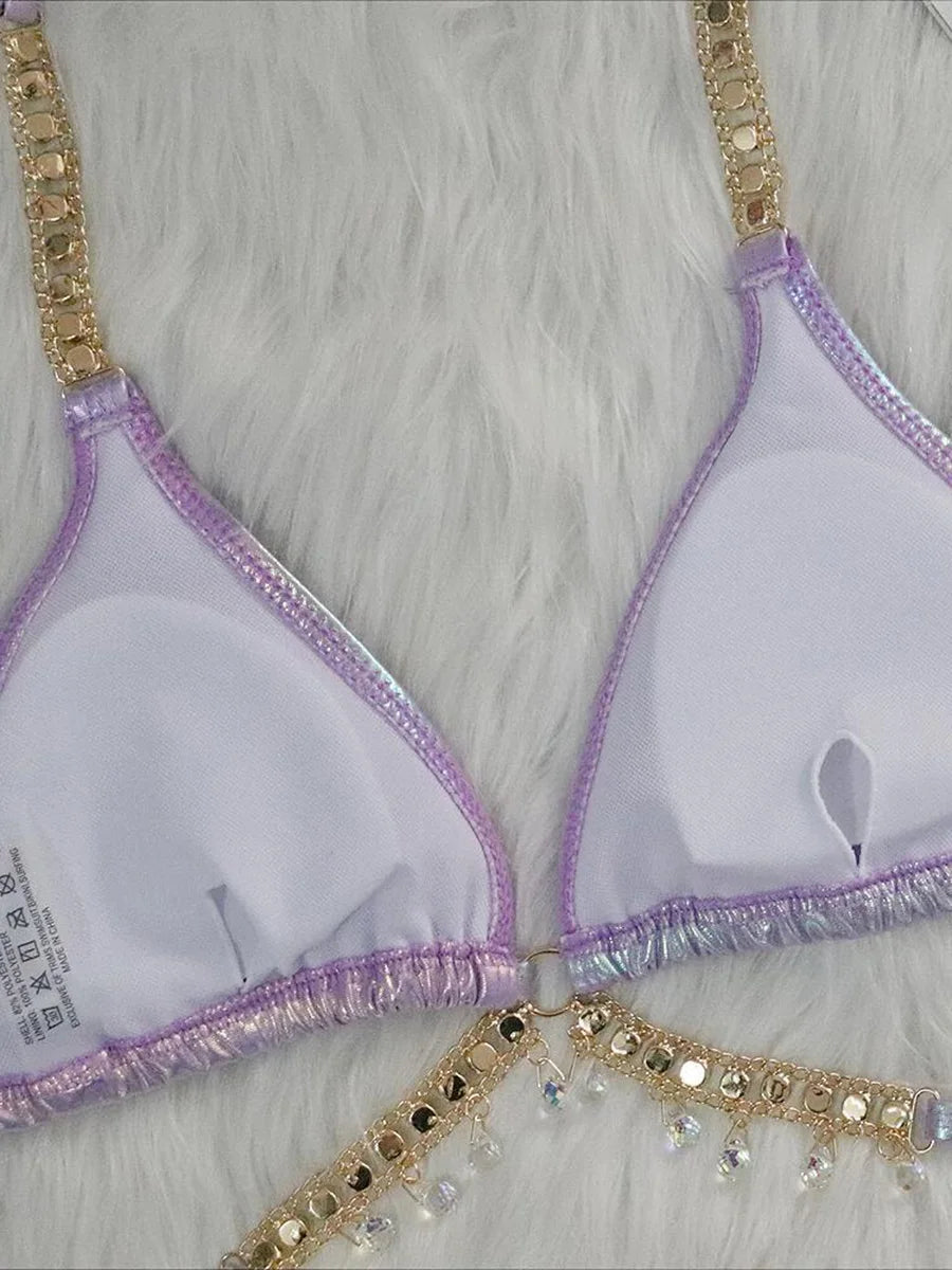 Bikini im Wet-Look mit Diamantdetails – auffällig, edgy & verführerisch