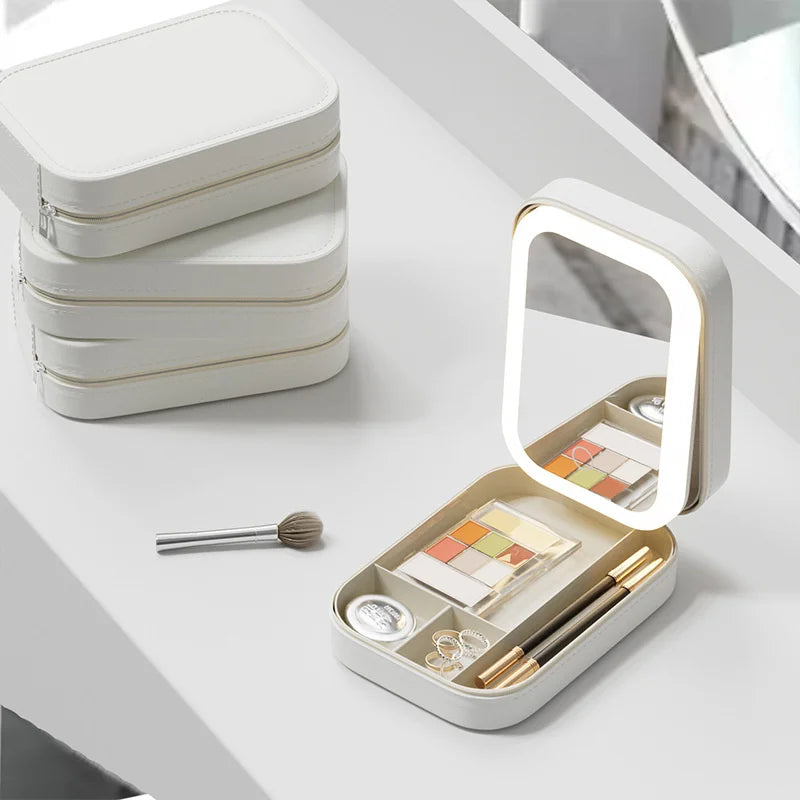 Make-up Lagerung Box mit LED-Licht & Spiegel – dein Beauty-Must-Have für unterwegs!