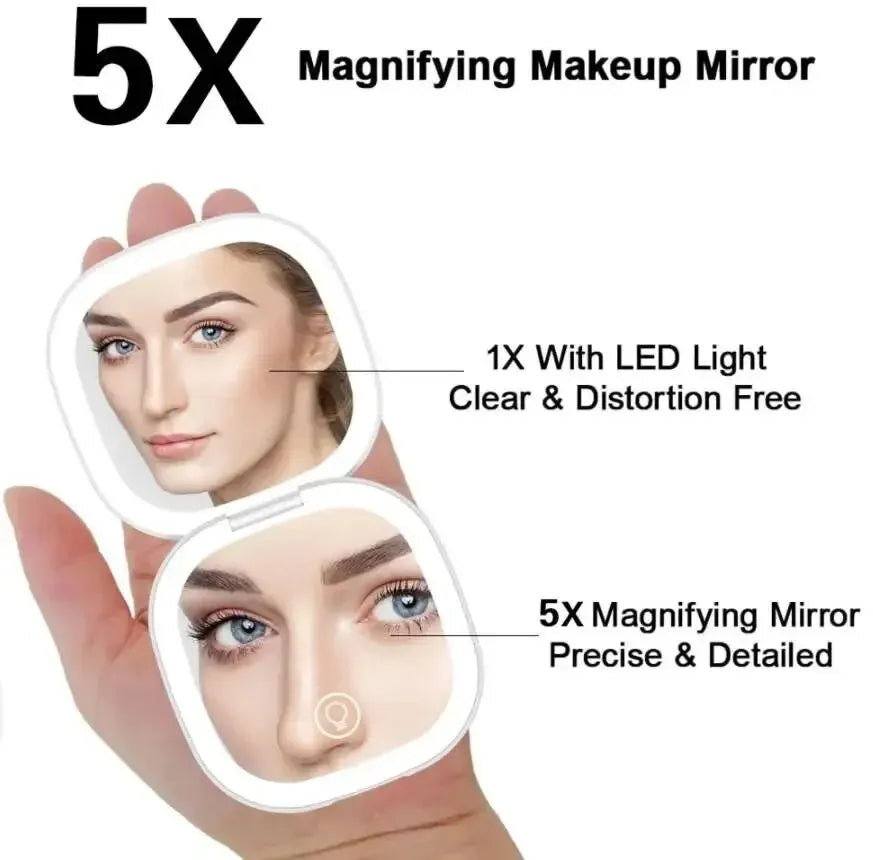 2‑Face Sides Touch Compact LED Spiegel – Dein Mini-Make-up-Wunder für unterwegs! ✨
