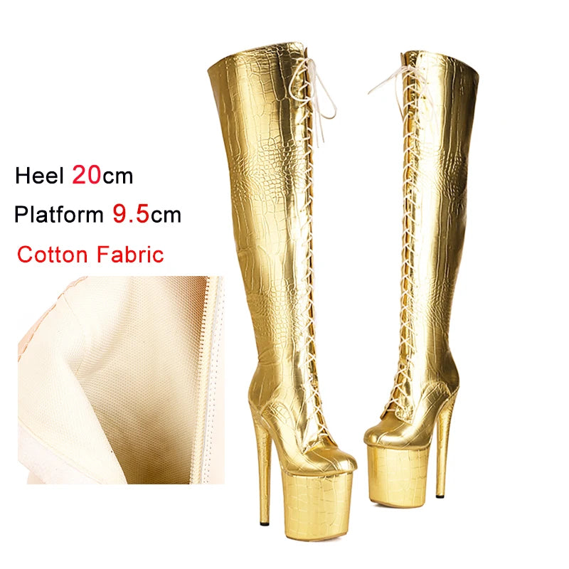 Sexy Oberschenkelhohe Stiefel mit Plattform & Schnürung – Für deinen großen Auftritt