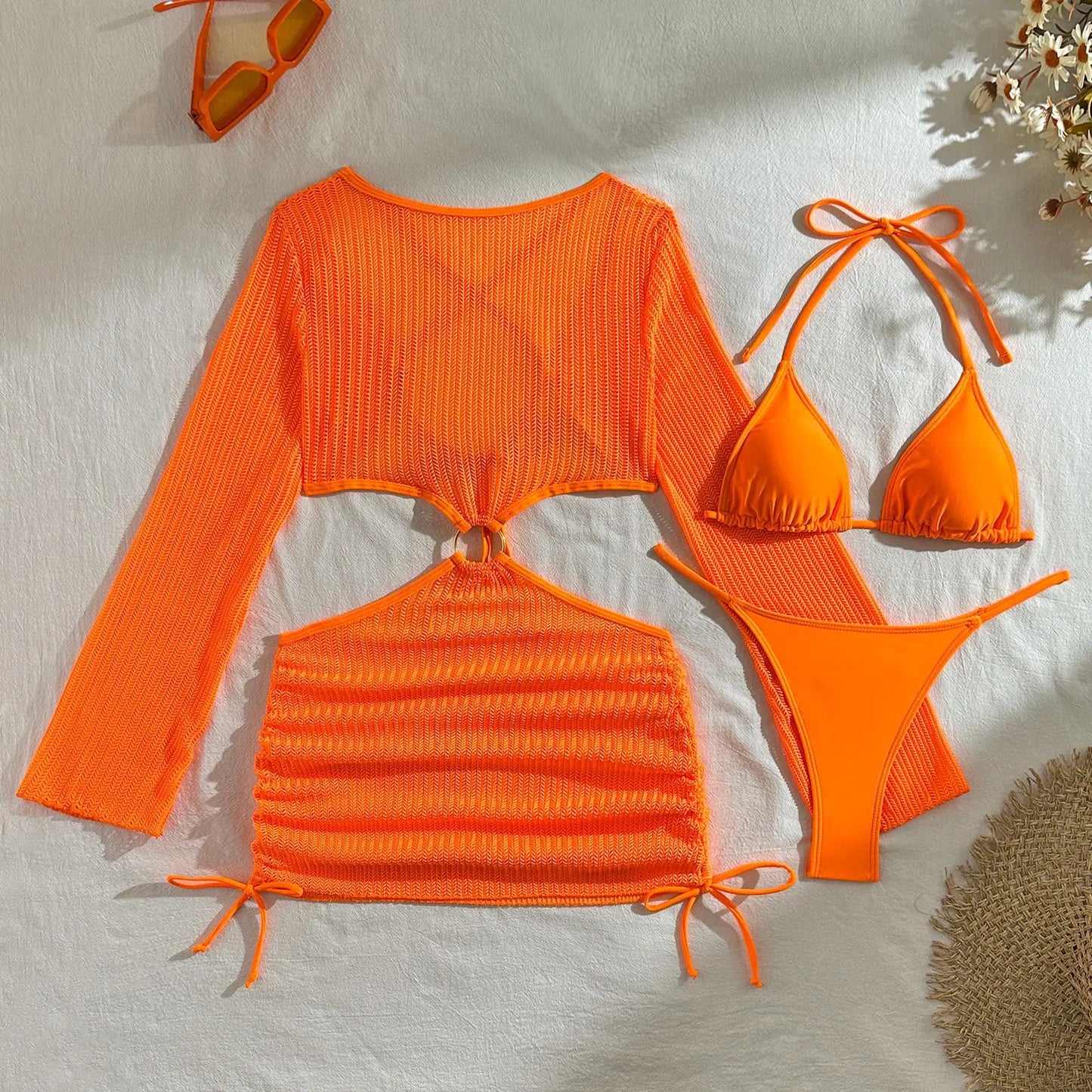 Bikini-Set mit Mesh Cover-Up – sexy, vielseitig & perfekt für deinen Beach-Look