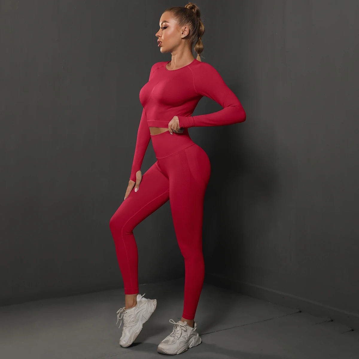Nahtloses Sport-Set – Crop-Top & High-Waist Leggings für dein perfektes Workout