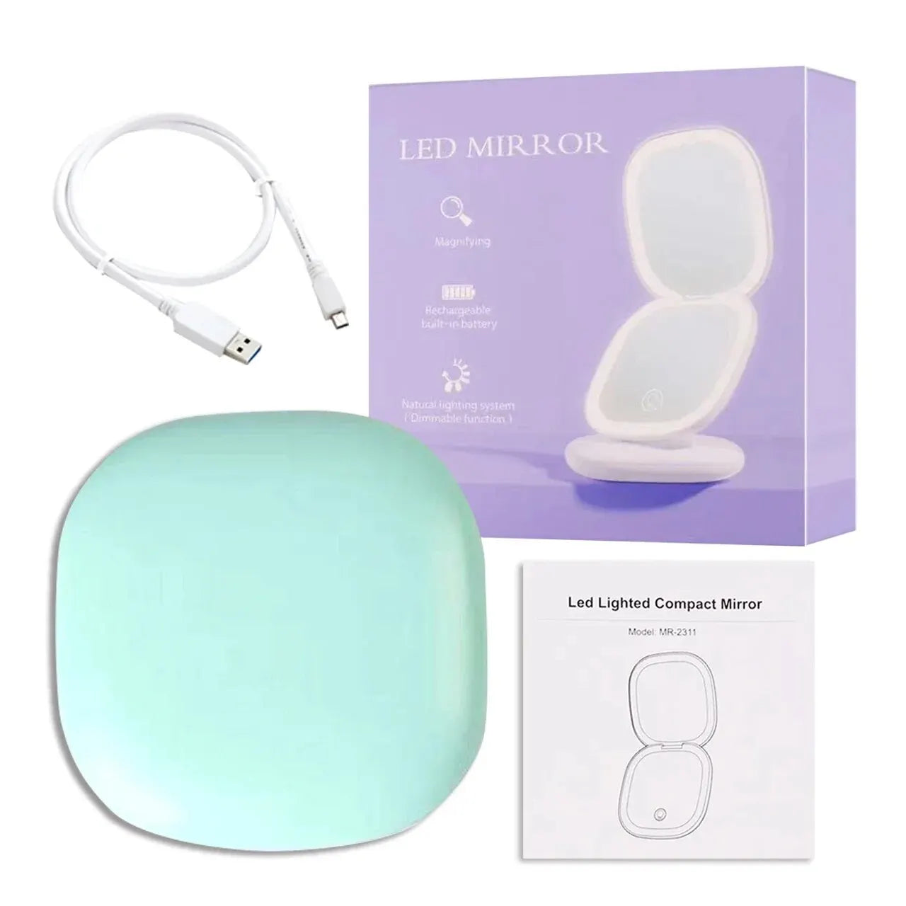 2‑Face Sides Touch Compact LED Spiegel – Dein Mini-Make-up-Wunder für unterwegs! ✨