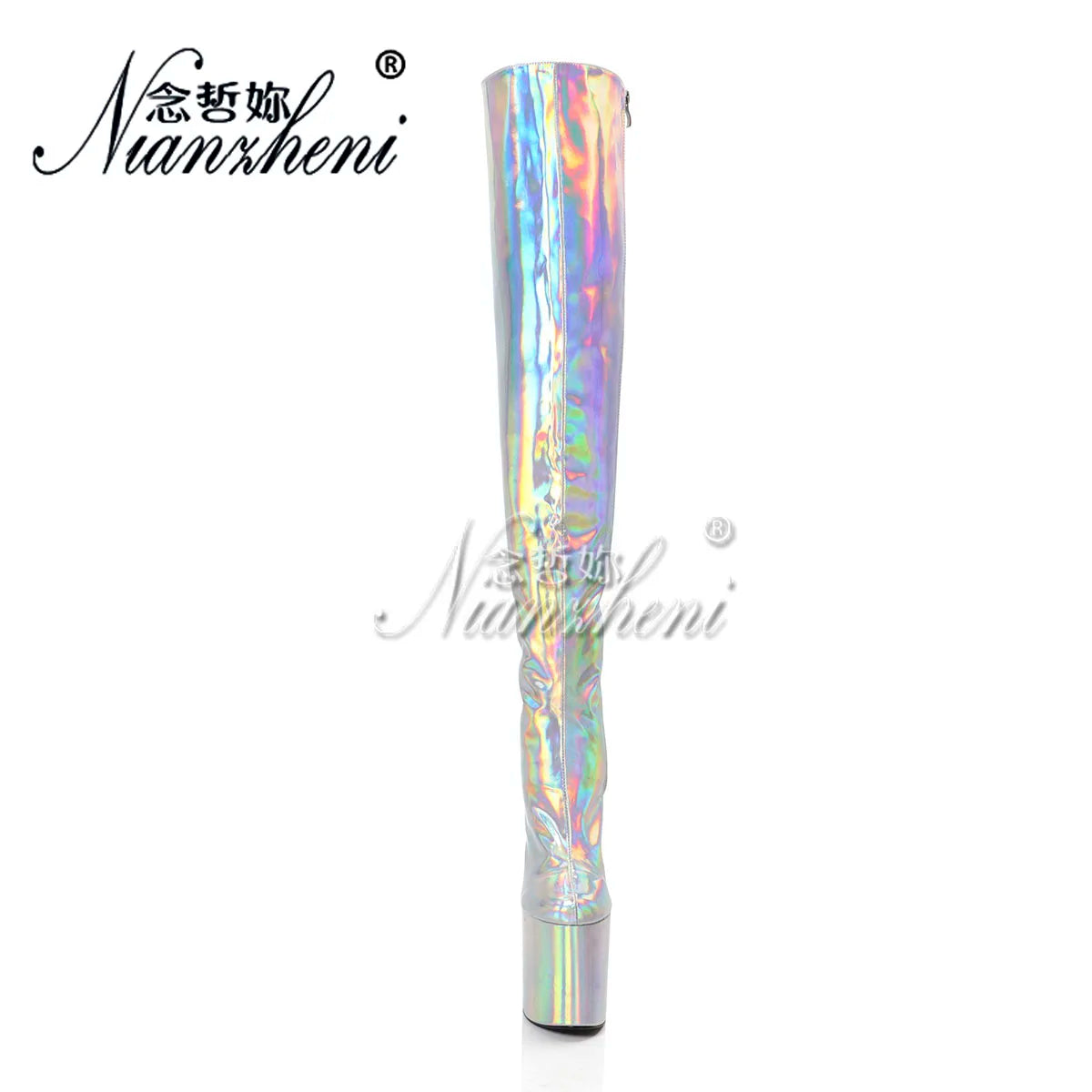 Silver Laser Overknees – Bold. Shiny. Unapologetic.