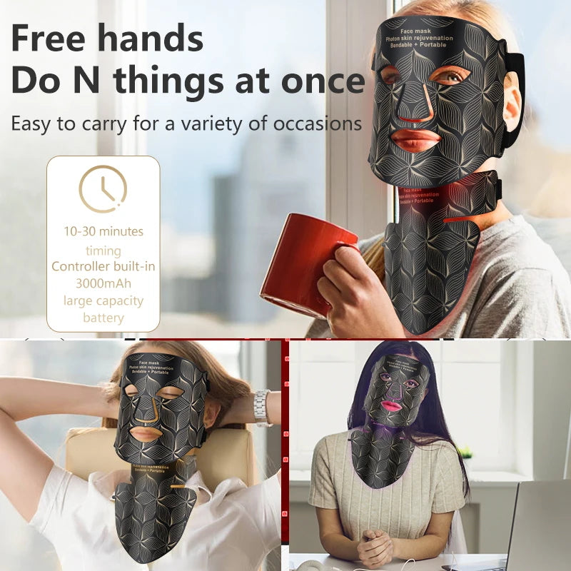 LED-Gesichtsmaske mit Halsabdeckung – Professionelle Lichttherapie für strahlende Haut