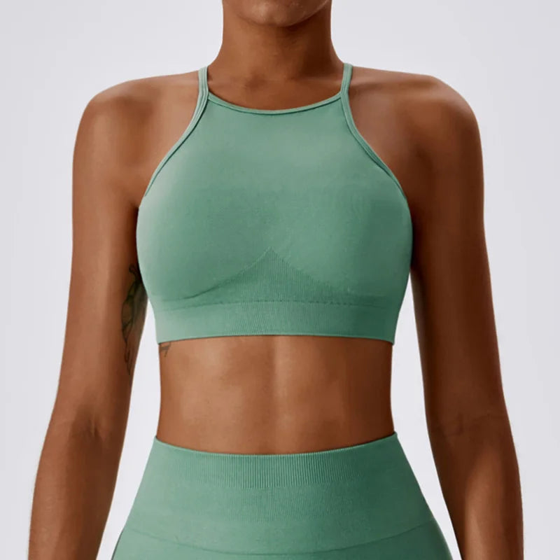 Hochgeschlossener Sport-BH mit Offenem Rücken für Damen – Stilvolles Yoga-Tanktop