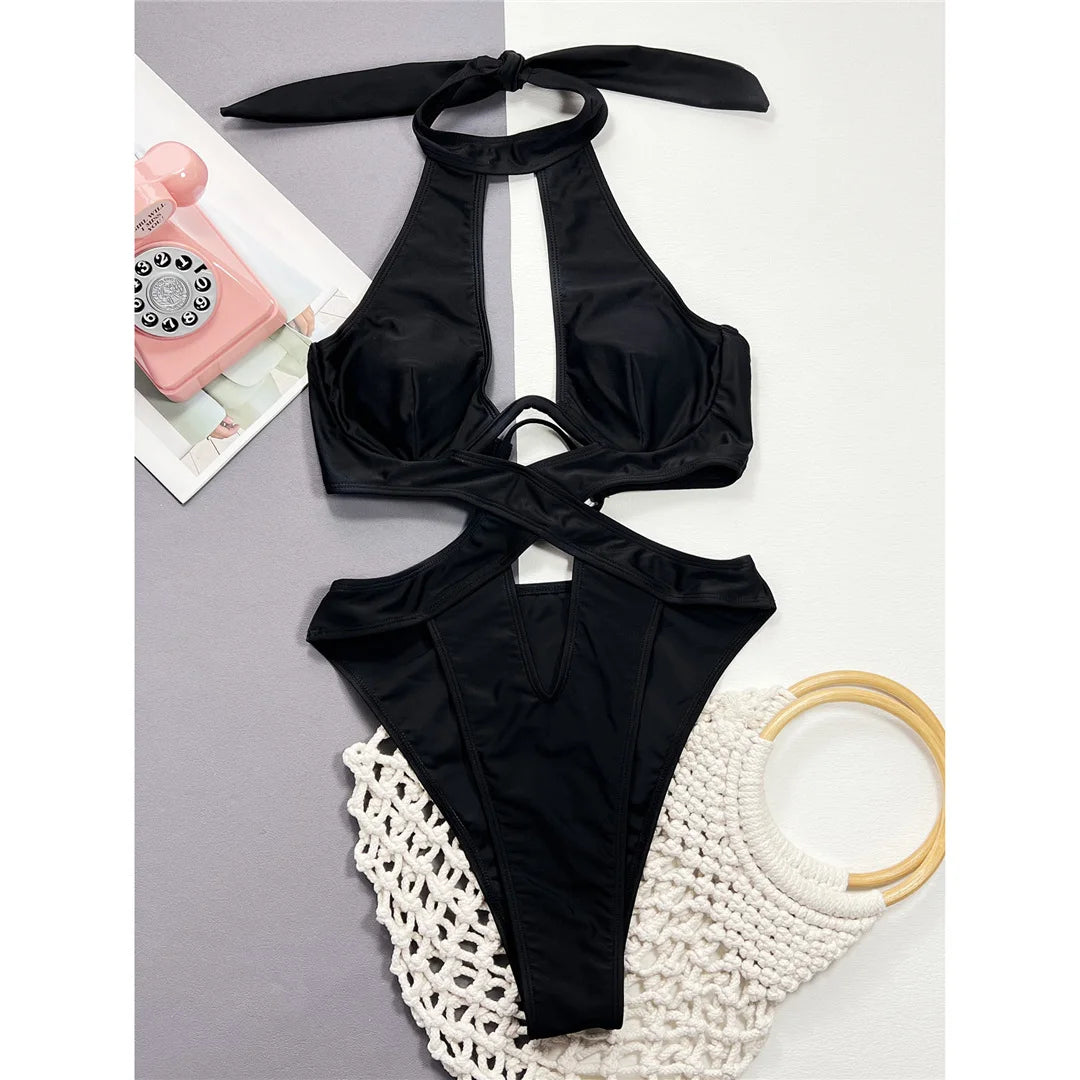 Cut-Out Monokini mit V-Bar – sexy, gestützt & modern geschnitten