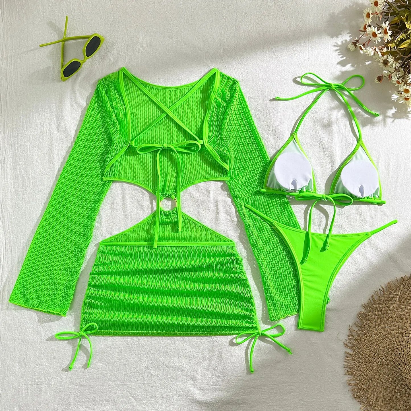 Bikini-Set mit Mesh Cover-Up – sexy, vielseitig & perfekt für deinen Beach-Look