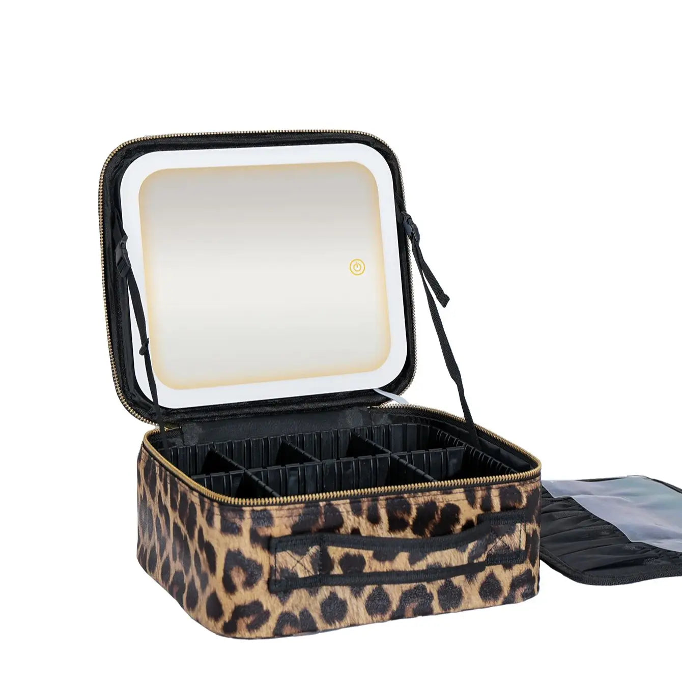 Make-up Tasche mit Spiegel & LED – dein Beauty-Moment im stylischen Leopard-Look!