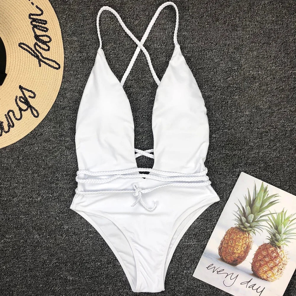 Tiefer V-Ausschnitt Monokini – elegant gewickelt & sexy zugleich